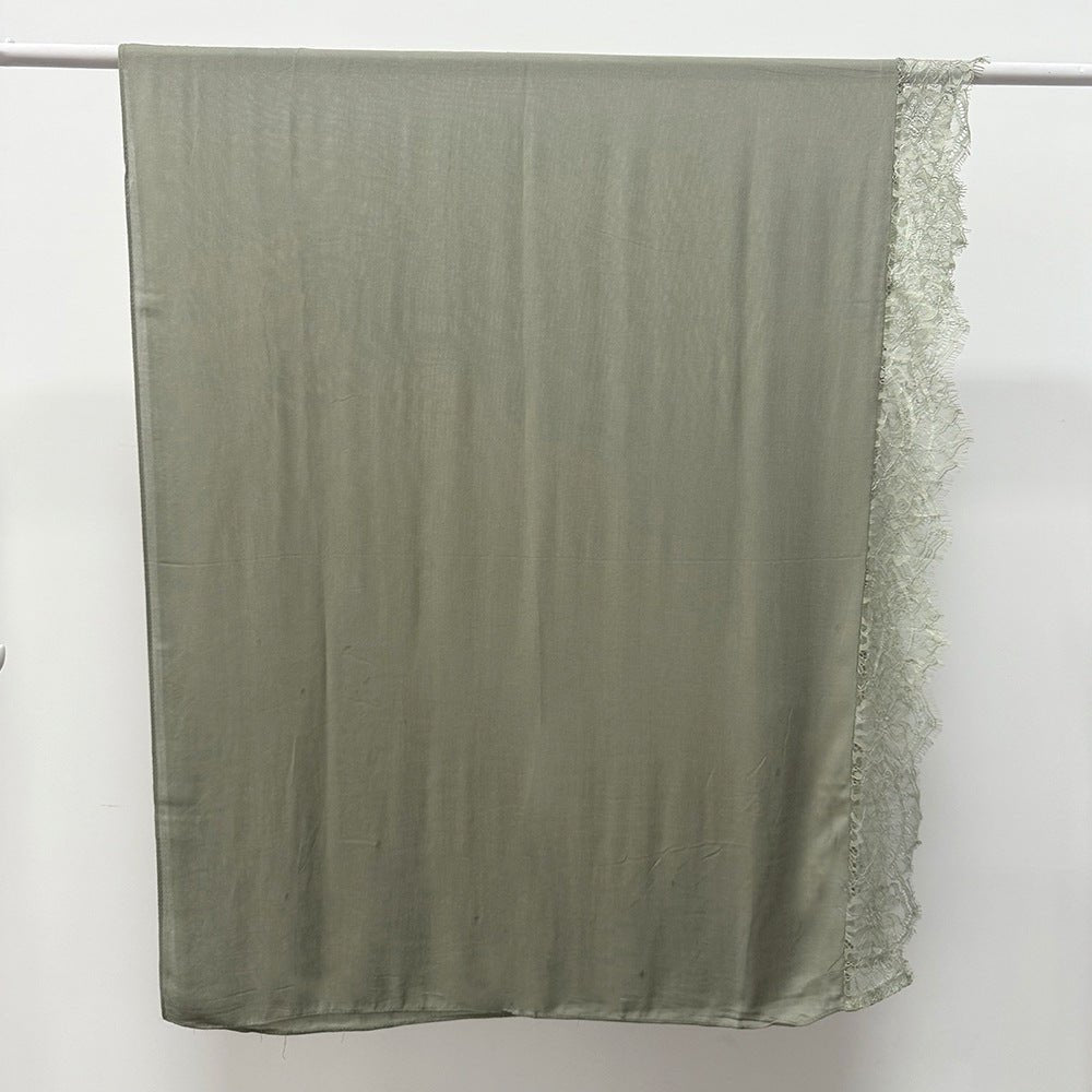 Lace Trim Rayon Hijab Scarf(MH211)