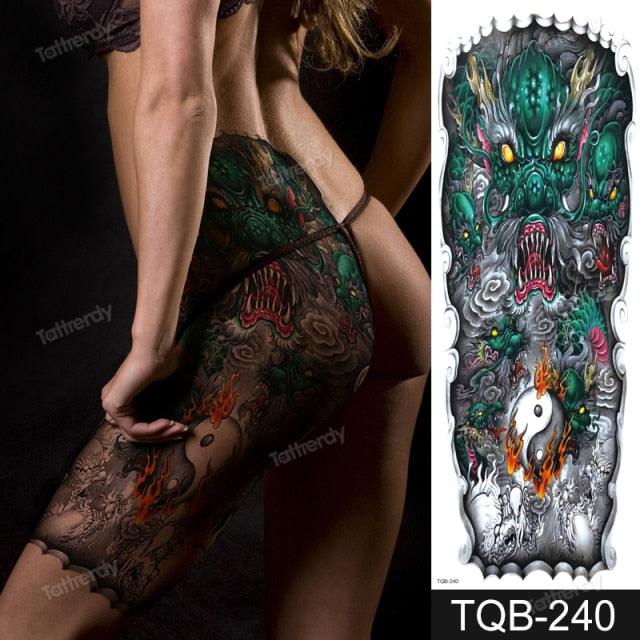 Large Black Temporary Tattoo Waterproof Luxury Big Tattoo For Body Arm Legs Modern Design