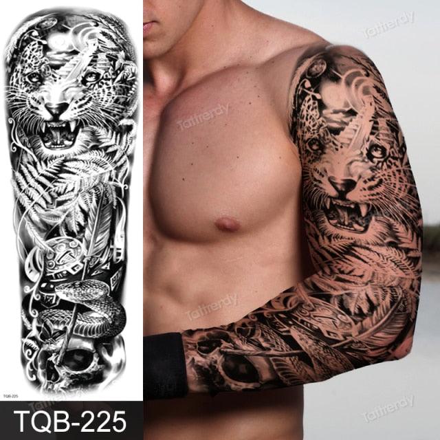 Large Black Temporary Tattoo Waterproof Luxury Big Tattoo For Body Arm Legs Modern Design