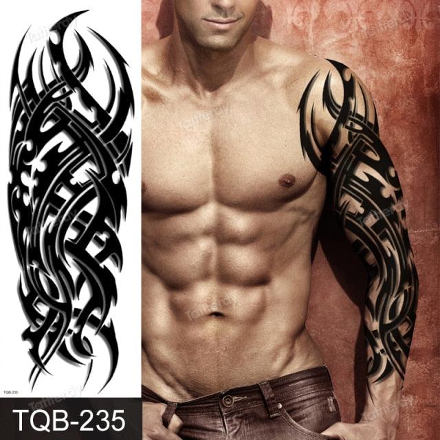 Large Black Temporary Tattoo Waterproof Luxury Big Tattoo For Body Arm Legs Modern Design
