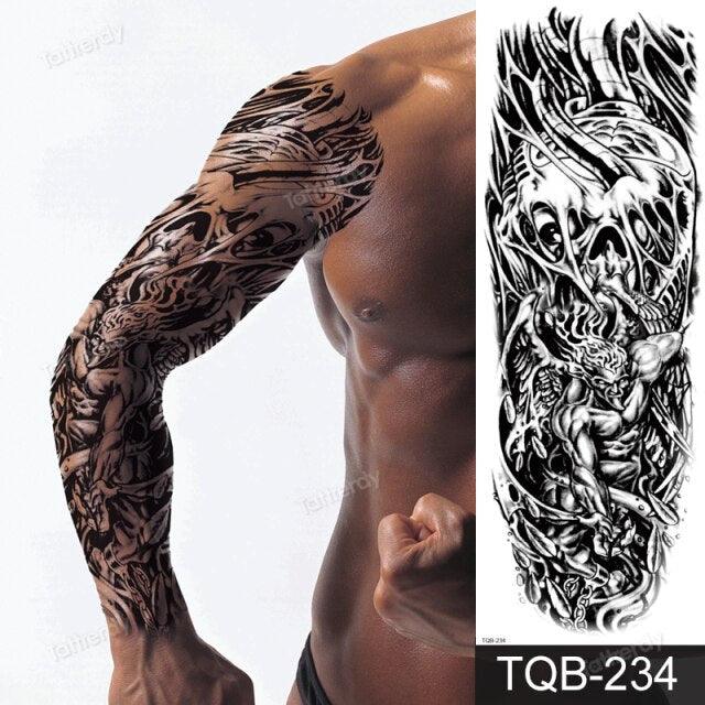 Large Black Temporary Tattoo Waterproof Luxury Big Tattoo For Body Arm Legs Modern Design