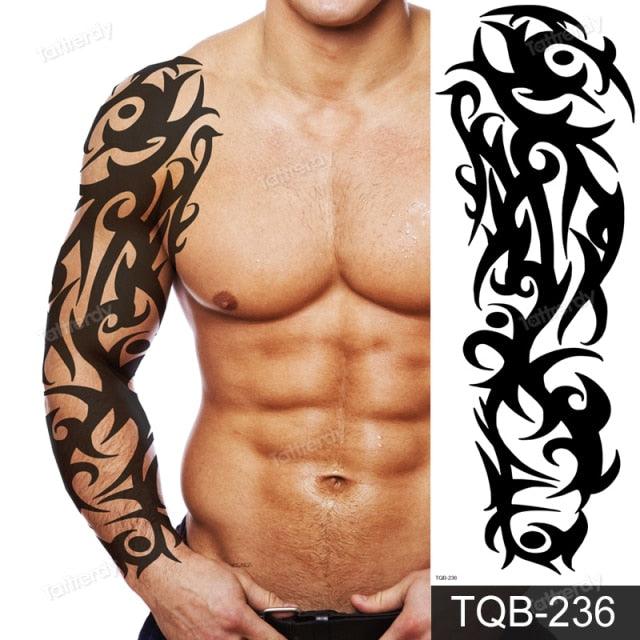 Large Black Temporary Tattoo Waterproof Luxury Big Tattoo For Body Arm Legs Modern Design