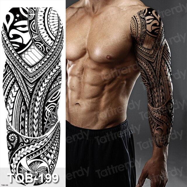 Large Black Temporary Tattoo Waterproof Luxury Big Tattoo For Body Arm Legs Modern Design