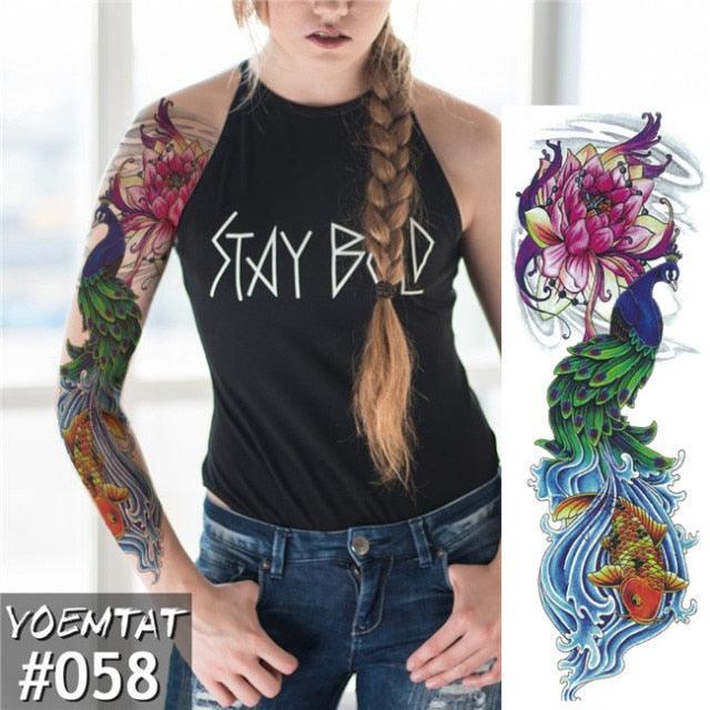Large Tattoo Sleeve Arm Waterproof Temporary Sticker Tiger Fox For Arm Luxury Colorful Design