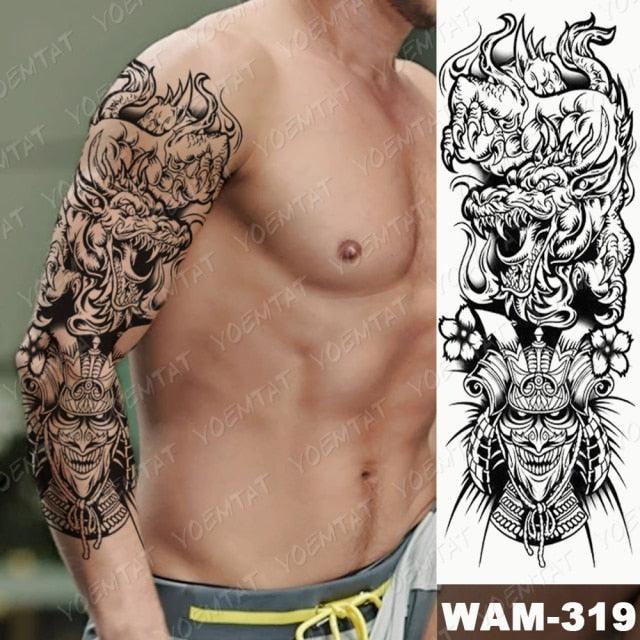 Large Tattoo Sleeve Arm Waterproof Temporary Sticker Tiger Fox For Arm Luxury Colorful Design