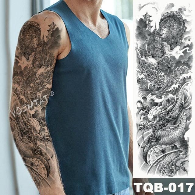 Large Tattoo Sleeve Arm Waterproof Temporary Sticker Tiger Fox For Arm Luxury Colorful Design