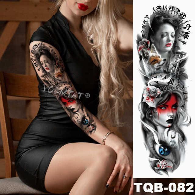 Large Tattoo Sleeve Arm Waterproof Temporary Sticker Tiger Fox For Arm Luxury Colorful Design