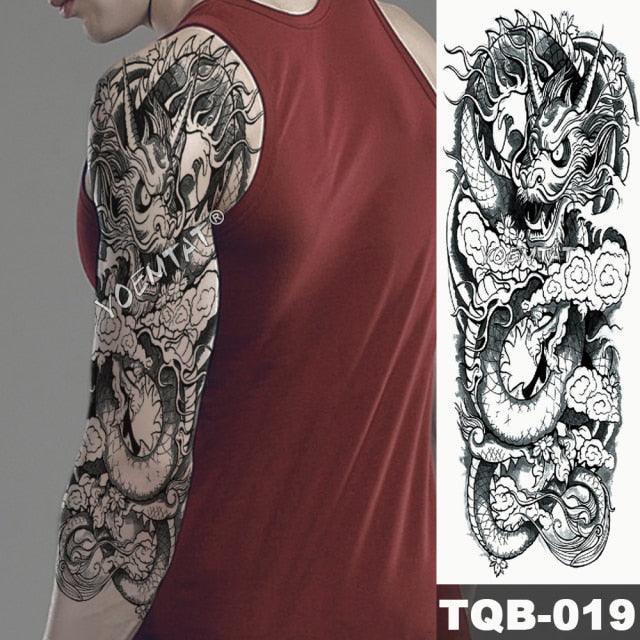 Large Tattoo Sleeve Arm Waterproof Temporary Sticker Tiger Fox For Arm Luxury Colorful Design