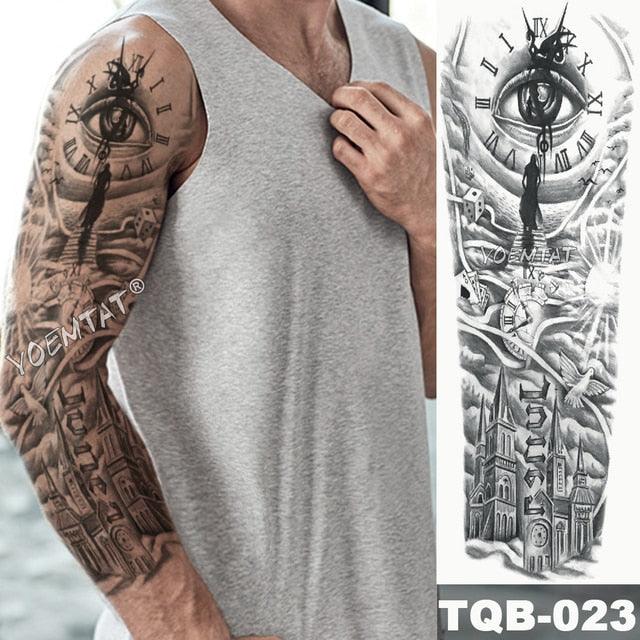 Large Tattoo Sleeve Arm Waterproof Temporary Sticker Tiger Fox For Arm Luxury Colorful Design