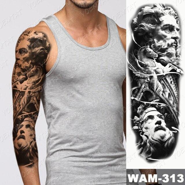 Large Tattoo Sleeve Arm Waterproof Temporary Sticker Tiger Fox For Arm Luxury Colorful Design