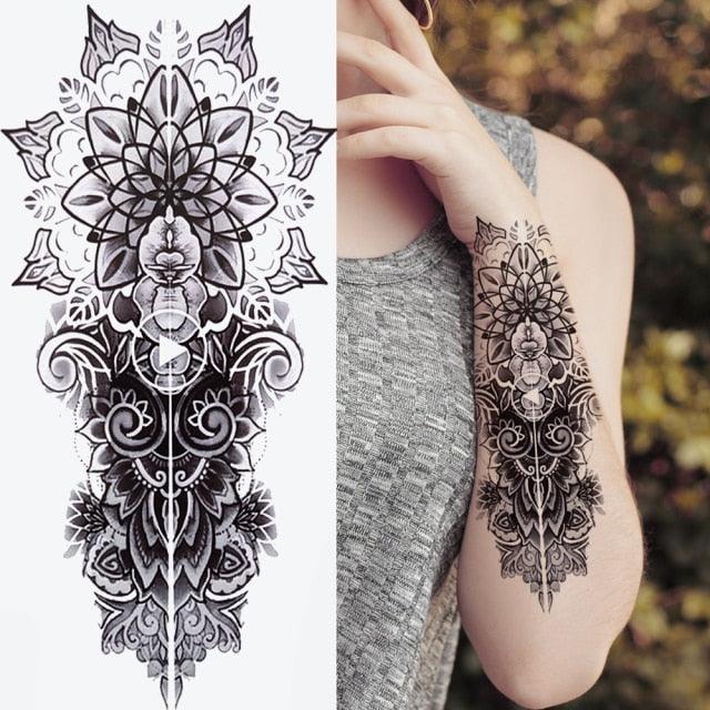 Large Wolf Tiger Black Tattoo Sticker Evil Death Temporary Tattoo Waterproof Big Tattoo Stickers For Mens Womens