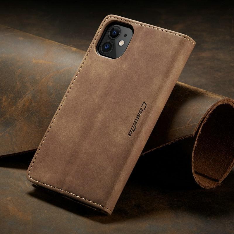 Leather Case For iPhone 14 13 11 12 Mini Pro XS XR Max Luxury Magnetic Flip Phone Case For iPhone Business Classic Wallet Cover Leather Magnetic Flip Back Stand Case/Cover