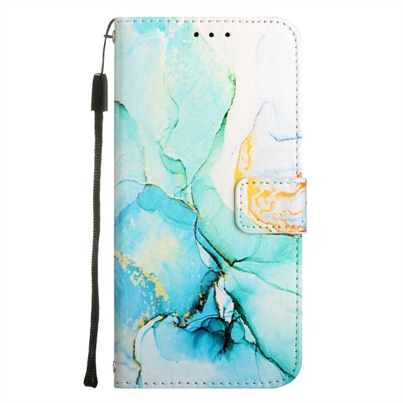 Leather Flip Phone Case For iPhone 14 13 12 Mini 11 Pro XS Max Cute Card Slot Wallet Cover Marble Pattern PU Leather Shockproof Flip Wallet Case with Stand Magnetic Money Pouch Silicone Bumper Phone Case