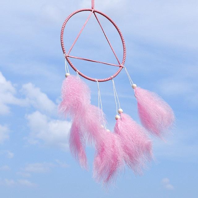 LED Dream Catcher Lamp Flying Wind Chimes Lighting Dream-catcher Handmade Ornaments Traditional Gifts Feather Pendant Romantic Creative Wall Hanging Home Wall Decoration Ornament Craft Native American Style