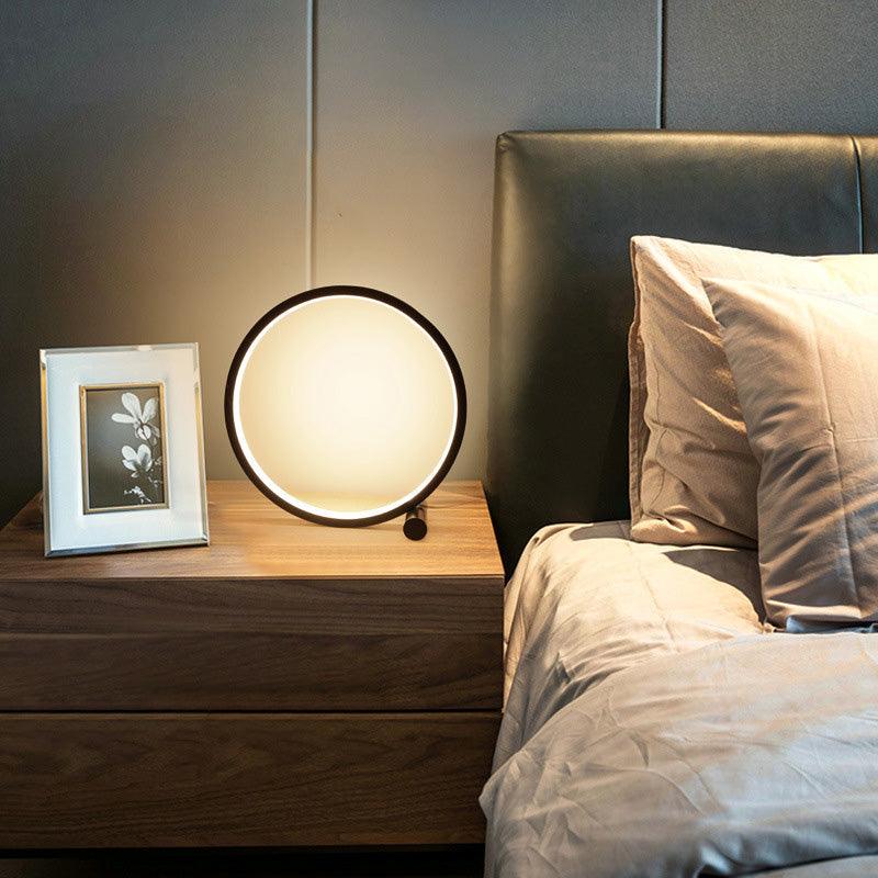 LED Table Lamp Bedroom Bedside Lamp Round Acrylic Living Room Lamp Reading Lamp Black/white Touch Control Dimmable Night Light Decorative Table Lamp Cute Study Lamps for Bedroom Décor