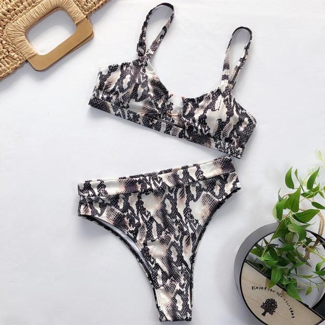 Leopard Bikinis Bikini Swimming Women's Bathing Suits Push Up Swimsuit Women's Padded Underwire Bikini  Wire Push Up Bathing Suit Leopard Printed High Cut Vintage Swimsuit