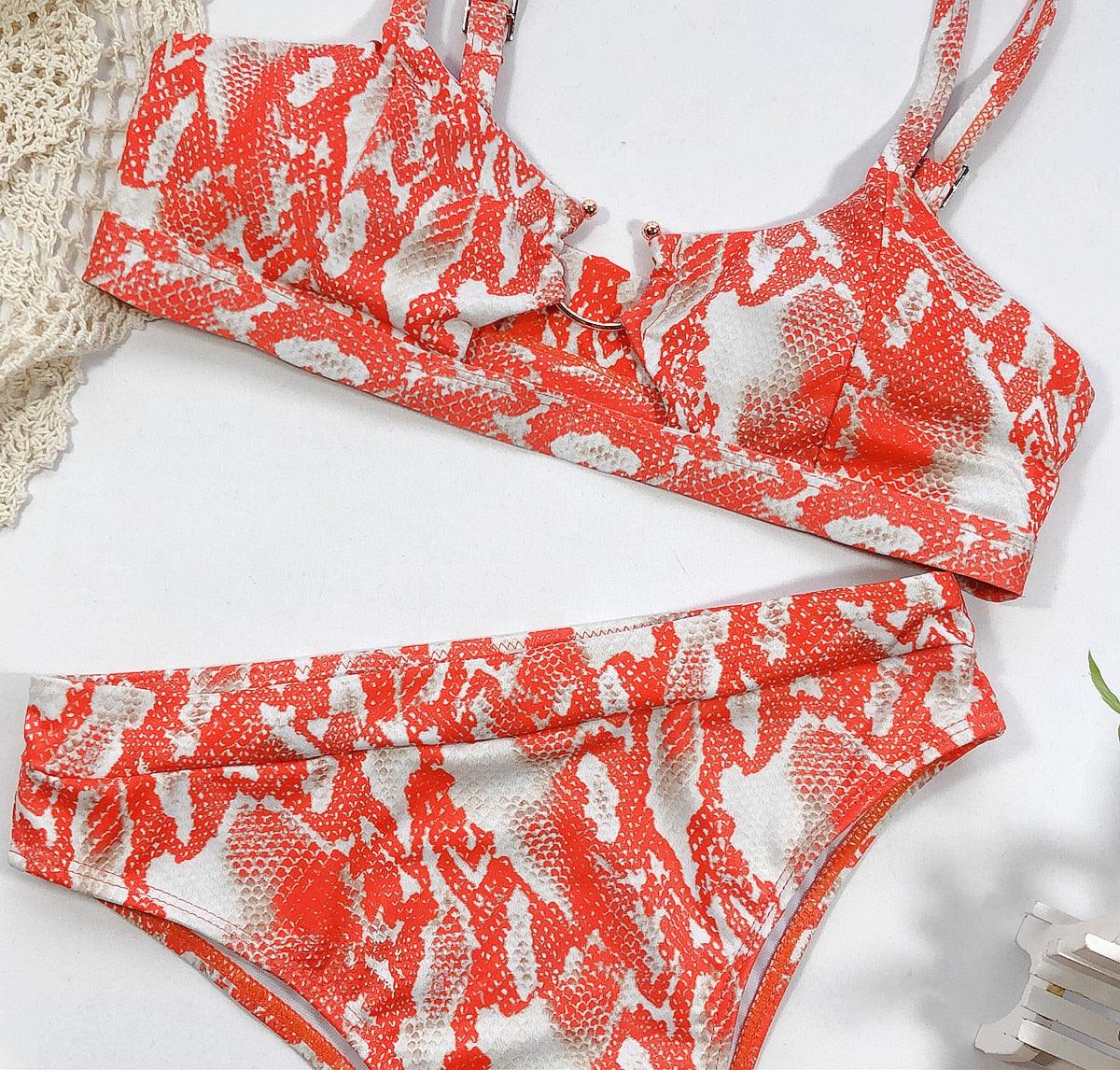 Leopard Bikinis Bikini Swimming Women's Bathing Suits Push Up Swimsuit Women's Padded Underwire Bikini  Wire Push Up Bathing Suit Leopard Printed High Cut Vintage Swimsuit