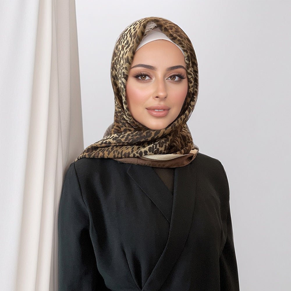 Leopard Print Square Scarf Hijab (MH182)