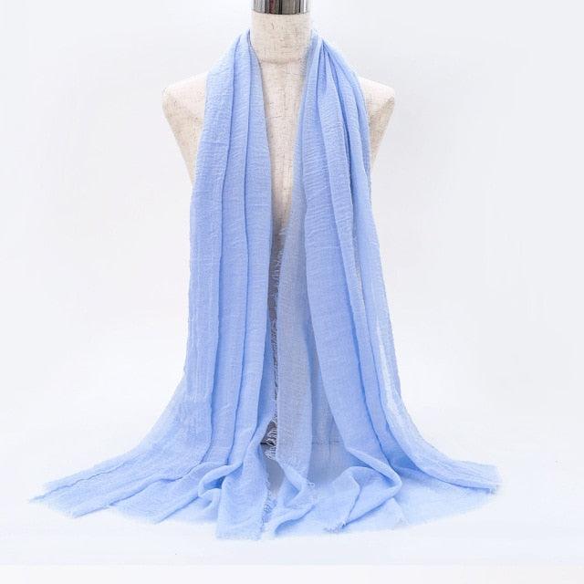 Light Soft Fashion Solid Scarf Crinkle Cotton Linen Wrap Shawl Hijab Muslim Woman Shawls Turban Islamic Clothing Head Wrap For Women