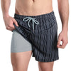 Men’s Premium Compression-Lined Hybrid Shorts – Linear Drift-Storm and Fog