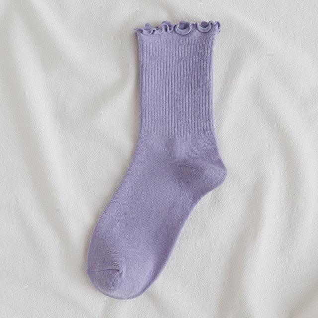 Little Flower Socks Girl's Socks Simple Solid Color Socks Women's Long Socks Kawaii Happy And Funny Breathable Socks For Women