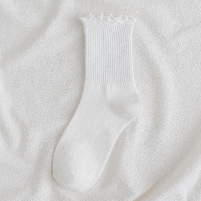 Little Flower Socks Girl's Socks Simple Solid Color Socks Women's Long Socks Kawaii Happy And Funny Breathable Socks For Women