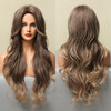 Long Honey Brown Synthetic Wigs with Side Bangs Natural Wave Wigs for Afro American Women Heat Resistant Cosplay Party Daily Use Wigs For Black Women Cosplay Wigs For Women