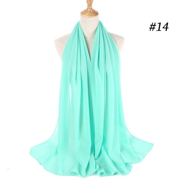 Long Lightweight Soft Solid Color Chiffon Scarfs Muslim Headscarf Hijab Scarf Shawls Wraps Hijab For Women 70*180cm