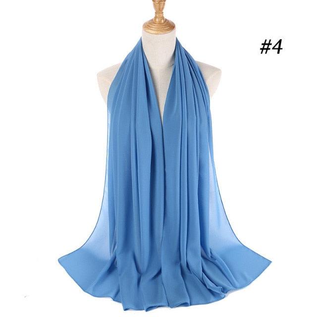 Long Lightweight Soft Solid Color Chiffon Scarfs Muslim Headscarf Hijab Scarf Shawls Wraps Hijab For Women 70*180cm