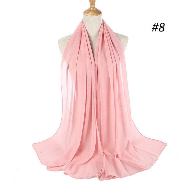 Long Lightweight Soft Solid Color Chiffon Scarfs Muslim Headscarf Hijab Scarf Shawls Wraps Hijab For Women 70*180cm