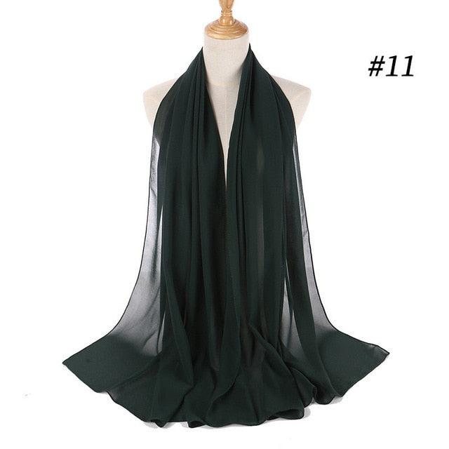 Long Lightweight Soft Solid Color Chiffon Scarfs Muslim Headscarf Hijab Scarf Shawls Wraps Hijab For Women 70*180cm