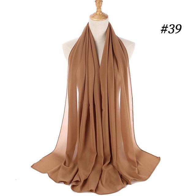 Long Lightweight Soft Solid Color Chiffon Scarfs Muslim Headscarf Hijab Scarf Shawls Wraps Hijab For Women 70*180cm