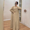 Long Open Cardigan & Pleated Dress Set(MS195)