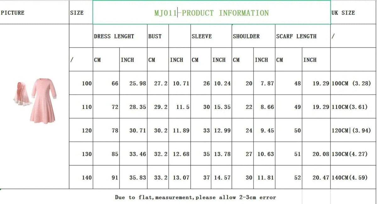 MJ011 Colorful Long-Sleeved Lace Dress with Bow Scarf Set kid