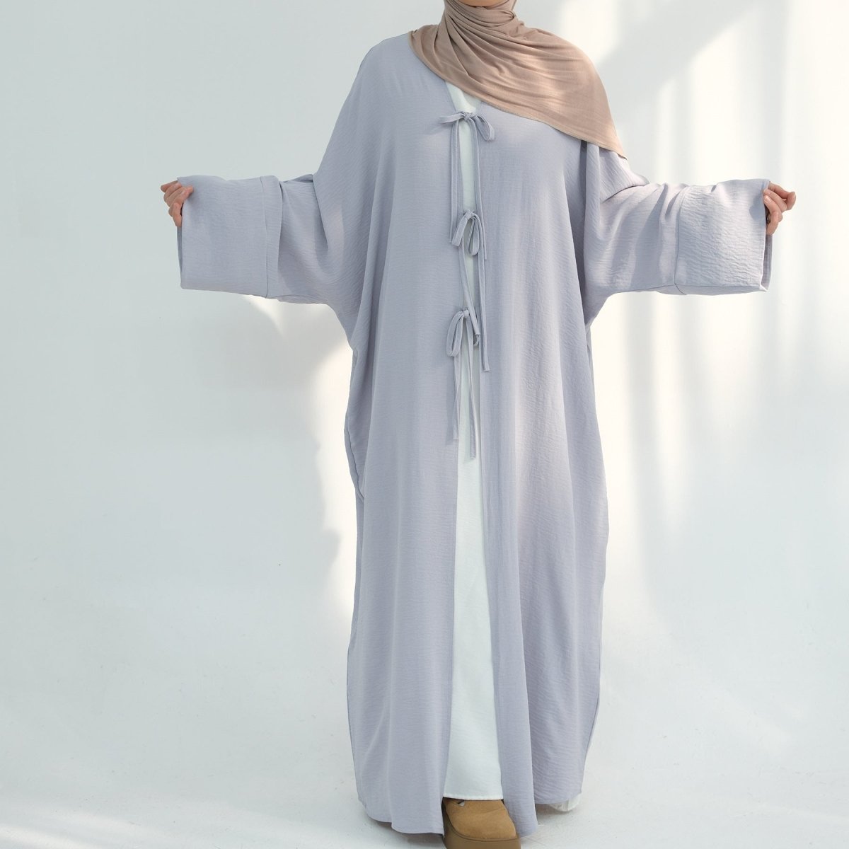 Loose Lace-Up Kimono Open Abaya (MOA107)