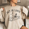 Get In Loser Skeleton Halloween Night Party Edition Cozy Fleece Vintage Gothic Style Sweatshirt