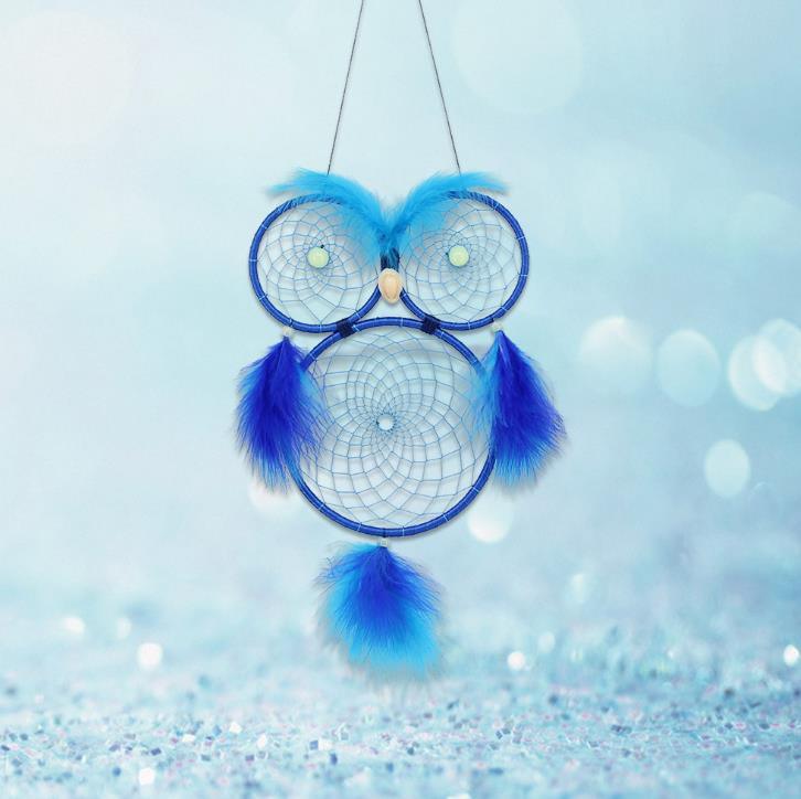 Lovely Owl Dream Catcher Wall Hanging Ornament Large Handmade Perfect Gift Design Dreamcatcher Decoration For Kids' Bedroom Dorm Nursery Chic Ornament Craft  Eyes Can Be Glowed In Darkness