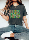 Lucky And Blessed Inspirational Faith Phrase Artwork With Hope And Gratitude Comfort Colors Tee