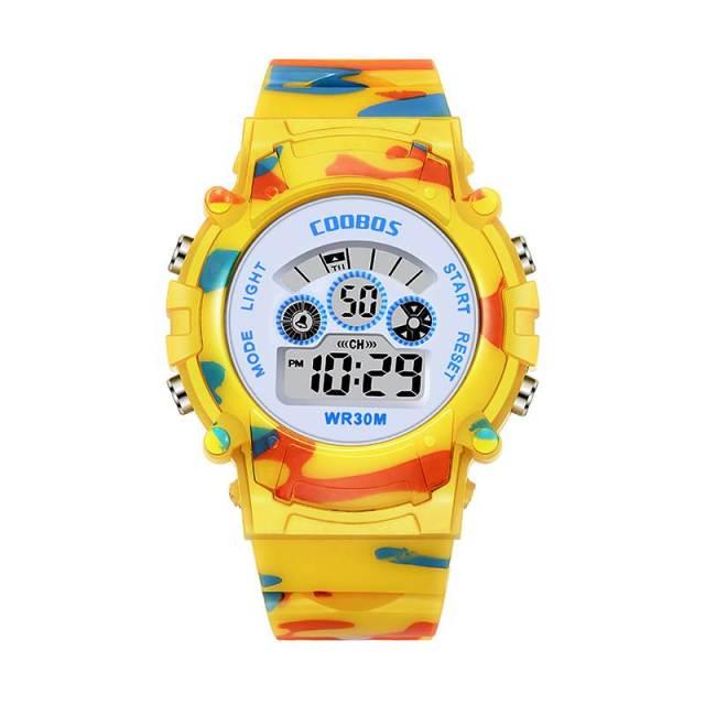 Luminous Camouflage Kids Watches LED Colorful Flash Digital Waterproof Alarm Date Week Digital Sport Watch For Boys Girls Kid Waterproof Electronic Multi Function Casual Outdoor Watches