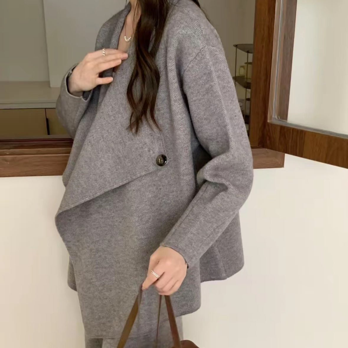 Luxe Knit Blazer & Wide-Leg Pants Set(MS197)
