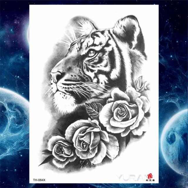 Luxury Big Tattoo Stickers Butterfly Body Arm Leg Tattoos Temporary Black Flower Rose Tattoos For Women's Adults