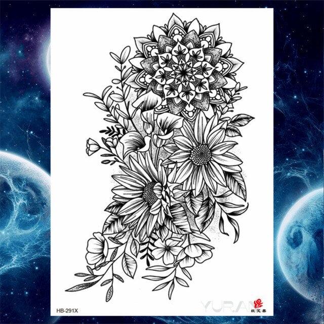 Luxury Big Tattoo Stickers Butterfly Body Arm Leg Tattoos Temporary Black Flower Rose Tattoos For Women's Adults