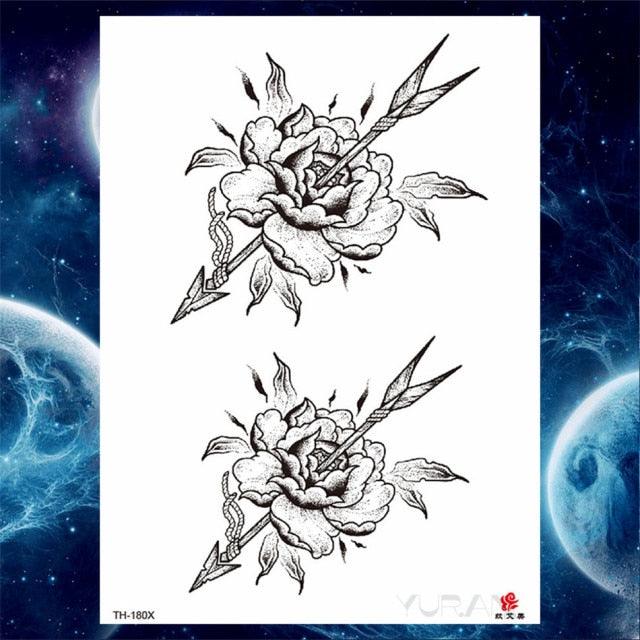 Luxury Big Tattoo Stickers Butterfly Body Arm Leg Tattoos Temporary Black Flower Rose Tattoos For Women's Adults
