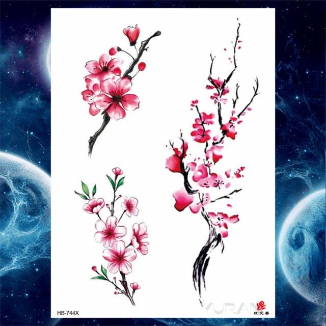 Luxury Big Tattoo Stickers Butterfly Body Arm Leg Tattoos Temporary Black Flower Rose Tattoos For Women's Adults