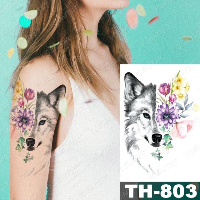Luxury Big Waterproof Temporary Sticker Tattoo Large Flowers And Animals Body Tattos For Womens