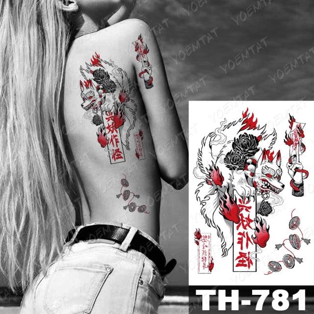 Luxury Big Waterproof Temporary Sticker Tattoo Large Flowers And Animals Body Tattos For Womens