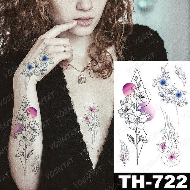 Luxury Big Waterproof Temporary Sticker Tattoo Large Flowers And Animals Body Tattos For Womens