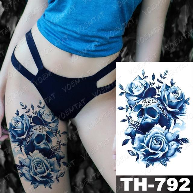 Luxury Big Waterproof Temporary Sticker Tattoo Large Flowers And Animals Body Tattos For Womens