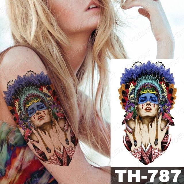 Luxury Big Waterproof Temporary Sticker Tattoo Large Flowers And Animals Body Tattos For Womens