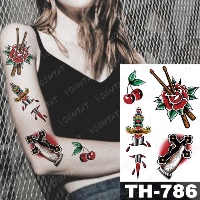 Luxury Big Waterproof Temporary Sticker Tattoo Large Flowers And Animals Body Tattos For Womens